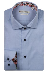 Giordano Maggiore Uni Color Subtle Contrast Fine Twill Two-Ply Cotton Overhemd Pastel Blauw