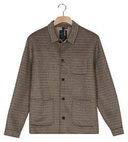 Giordano Mano Jacket Hand Finished Houndstooth Soft Wool Overshirt Kitt