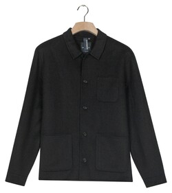 Giordano Mano Jacket Hand Finished Houndstooth Soft Wool Overshirt Navy