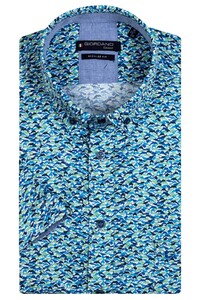 Giordano Mini Dolphin Pattern League Button Down Overhemd Groen-Blauw