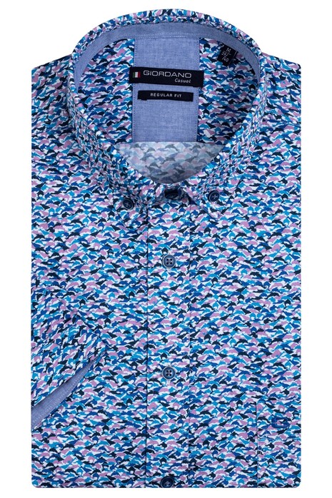 Giordano Mini Dolphin Pattern League Button Down Shirt Lilac-Blue