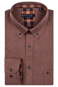 Giordano Mini Houndstooth Ivy Button Down Overhemd Brique