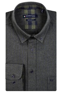Giordano Mini Houndstooth Ivy Button Down Overhemd Donker Groen