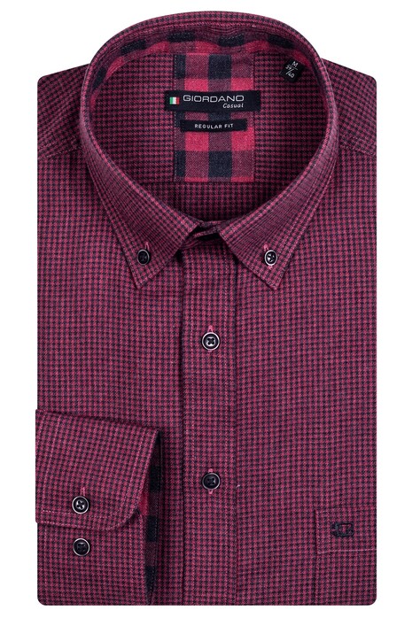 Giordano Mini Houndstooth Ivy Button Down Overhemd Rood