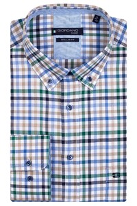 Giordano Multi Check Ivy Button Down Overhemd Groen-Blauw-Taupe
