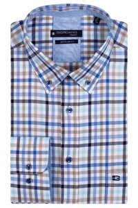 Giordano Multi Check Ivy Button Down Overhemd Mintgroen-Blauw-Taupe