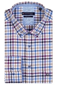 Giordano Multi Check Ivy Button Down Overhemd Paars-Blauw-Taupe