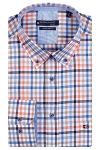 Giordano Multi Check Ivy Button Down Shirt Soft Coral-Blue-Taupe