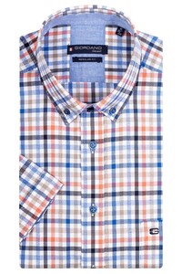 Giordano Multi Check League Button Down Overhemd Soft Coral-Blue-Taupe