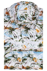 Giordano Multi Leaves Print Lago Semi Cutaway Shirt Multicolor