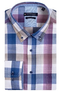 Giordano Multi Lines Multi Check Ivy Button Down Overhemd Paars-Multi