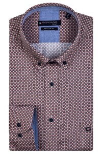 Giordano Multi Micro Fantasy Tiles Pattern Ivy Button Down Shirt Red