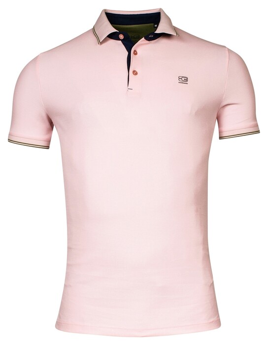 Giordano Multicontrast Uni Color Piqué Solid Micro Texture Polo Roze