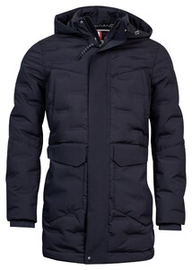 Giordano Parka Removable Hood Water and Windproof Down Filled Laser Fused Jack Navy