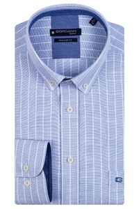 Giordano Pin Stripe Ivy Button Down Shirt Light Blue