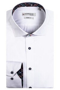 Giordano Plain Fine Twill Subtle Leaves Contrast Maggiore Semi Cutaway Shirt Optical White