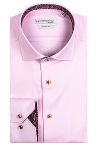 Giordano Plain Heavy Twill Subtle Contrast Maggiore Semi Cutaway Shirt Light Pink