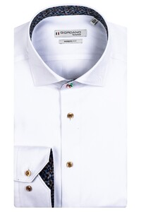 Giordano Plain Heavy Twill Subtle Contrast Maggiore Semi Cutaway Shirt Optical White