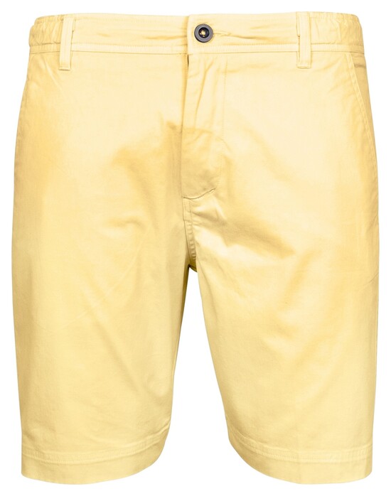 Giordano Porter Elastic Waist Garment Dyed Twill Cotton Stretch Bermuda Light Yellow