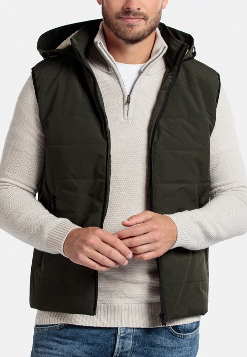 Giordano Removable Hood Windproof Fabric Body-Warmer Olive Green