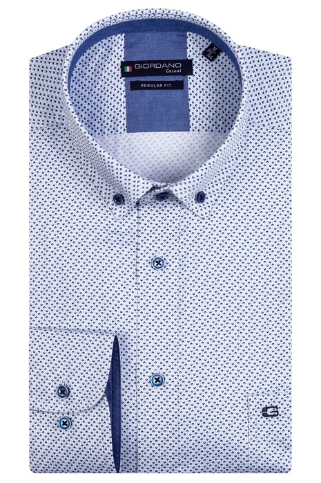 Giordano Retro Mini Pattern Ivy Button Down Shirt Light Blue
