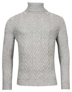 Giordano Roll Neck Fantasy Cable Knit Wool Blend With Cashmere Pullover Grey