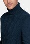 Giordano Roll Neck Fantasy Cable Knit Wool Blend With Cashmere Pullover Indigo