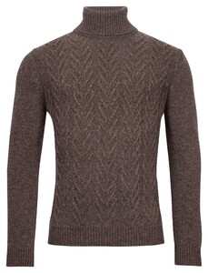 Giordano Roll Neck Fantasy Cable Knit Wool Blend With Cashmere Pullover Taupe