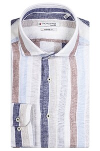 Giordano Row Bold Stripes Linen Shirt Off White-Multi