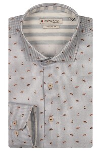 Giordano Row Brushed Twill Houndstooth Fantasy Overhemd Blauw