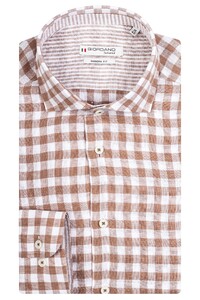 Giordano Row Check Linen Shirt Brown