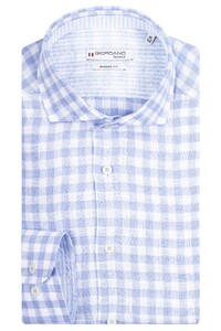 Giordano Row Check Linen Shirt Light Blue