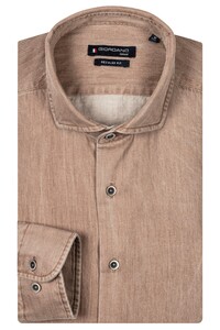 Giordano Row Colorful Twill Overhemd Donker Goud