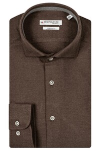 Giordano Row Cotton Sustainable Wool Twill Overhemd Donker Bruin