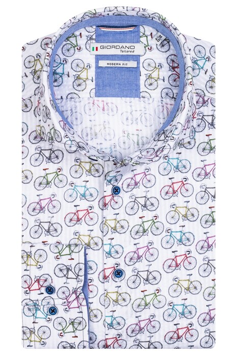 Giordano Row Cutaway Bicycle Pattern Shirt White-Multi
