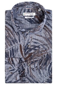 Giordano Row Cutaway Big Leaves Print Overhemd Jeans Blauw