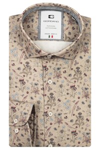 Giordano Row Cutaway Brushed Botanical Pattern Shirt Dark Brown-Multi