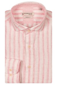 Giordano Row Cutaway Collar Linen Blend Stripe Overhemd Roze