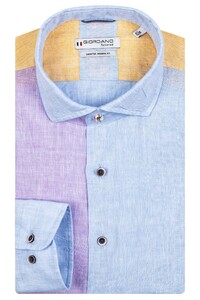Giordano Row Cutaway Collar Linnen Color Block Overhemd Lichtblauw-Multi