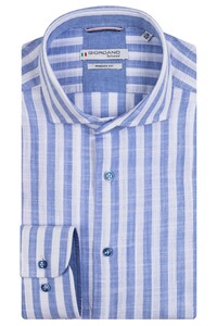 Giordano Row Cutaway Cotton Slub Stripe Overhemd Licht Blauw