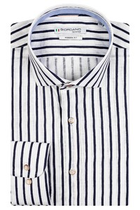 Giordano Row Cutaway Cotton Slub Stripes Overhemd Navy