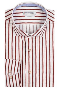 Giordano Row Cutaway Cotton Slub Stripes Overhemd Rood