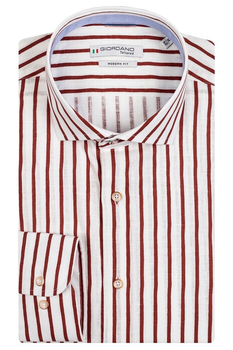 Giordano Row Cutaway Cotton Slub Stripes Shirt Red