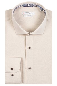 Giordano Row Cutaway Linen Blend Plain Shirt Light Beige