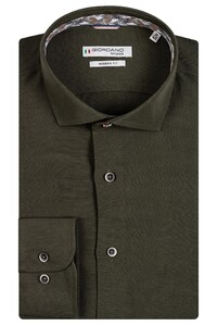 Giordano Row Cutaway Linen Blend Plain Shirt Olive