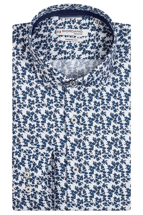 Giordano Row Cutaway Mini Flowers Fine Twill Shirt Denim Blue