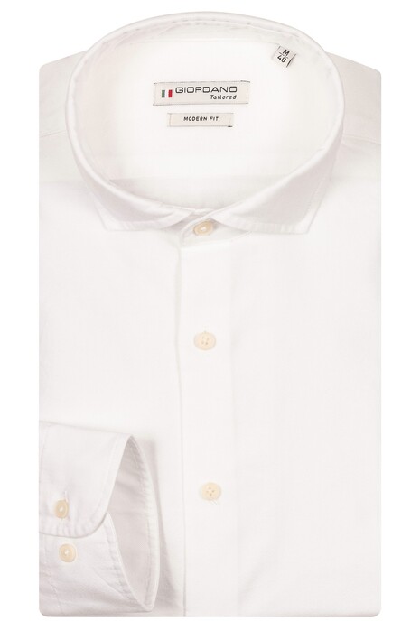 Giordano Row Cutaway Plain Cotton Oxford Overhemd Wit