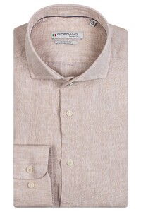 Giordano Row Cutaway Plain Linen Shirt Beige