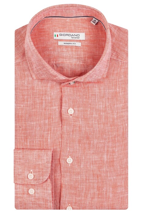 Giordano Row Cutaway Plain Linen Shirt Coral