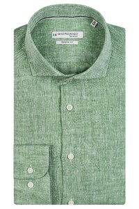 Giordano Row Cutaway Plain Linen Shirt Green